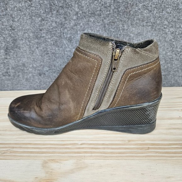 Keen Women Boot Wedge Zip Bootie Size 7.5 Brown Ankle Chukka Pre Owned - Picture 10 of 14